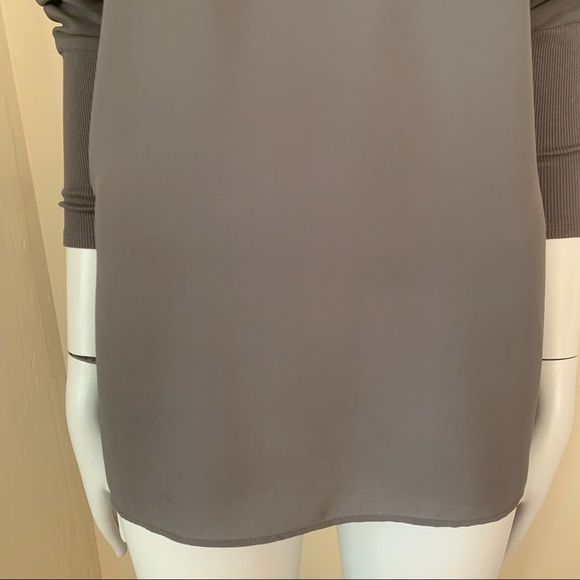 JUICY COUTURE Embellished Silky Cold Shoulder V-Neck Blouse Gray - Picture 7 of 15